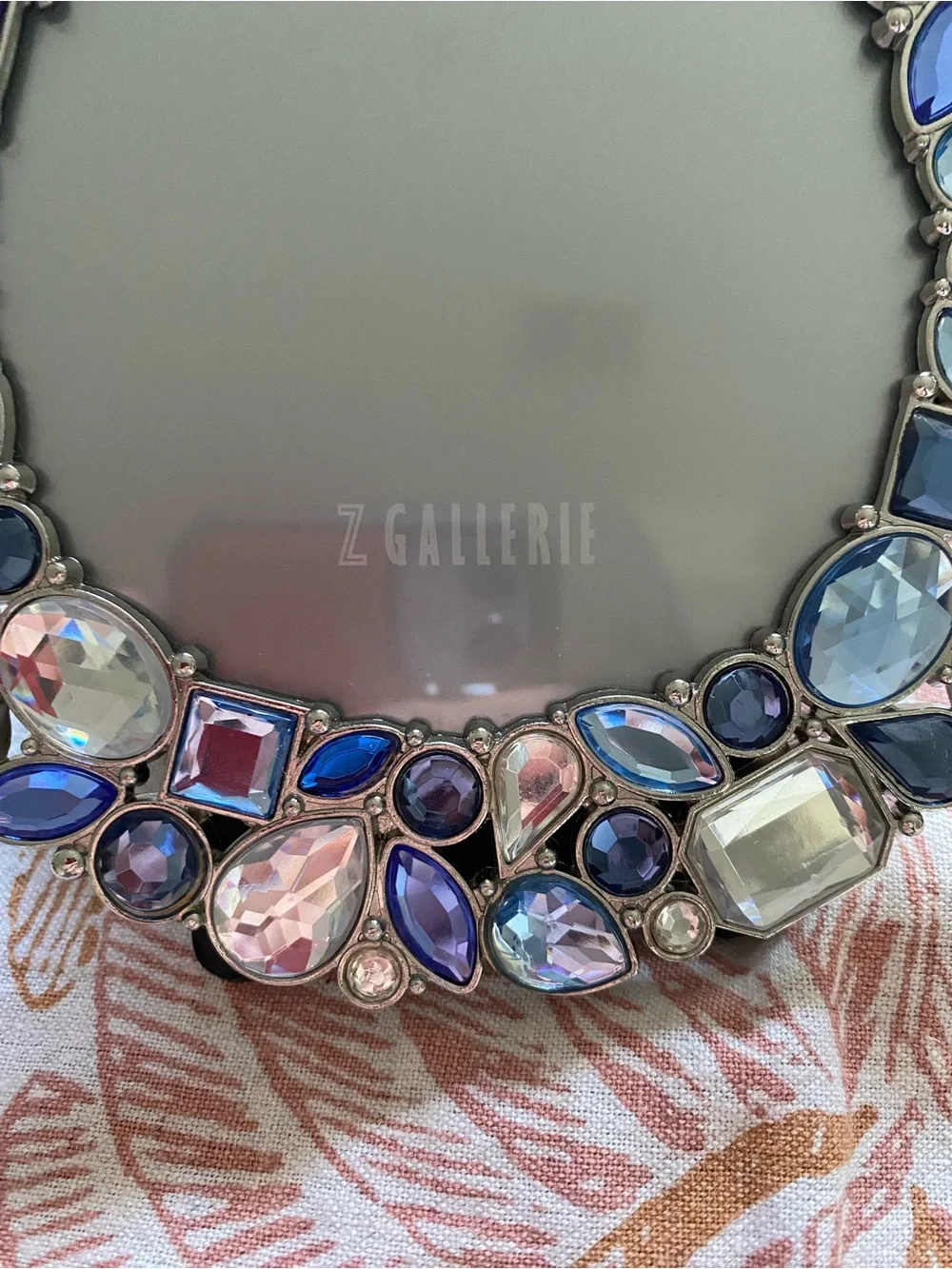 Z Gallery Blue & Clear Glass Stone Picture Frame. EC. BEAUTIFUL CLEAR GLASS.